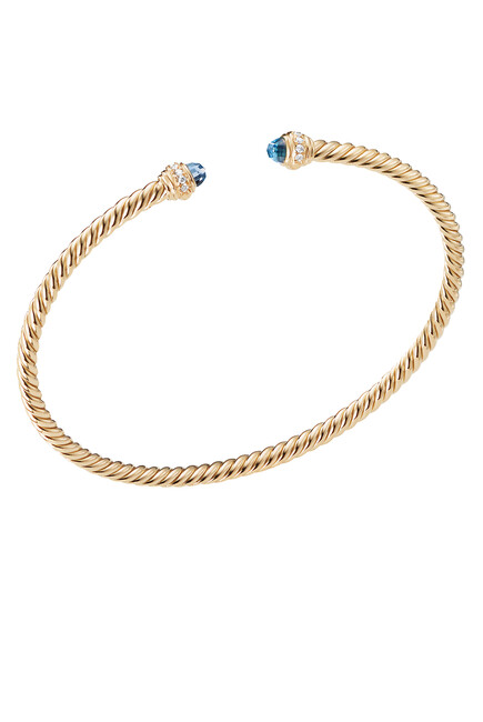 Cablespira Bracelet, 18k Yellow Gold & Blue Topaz